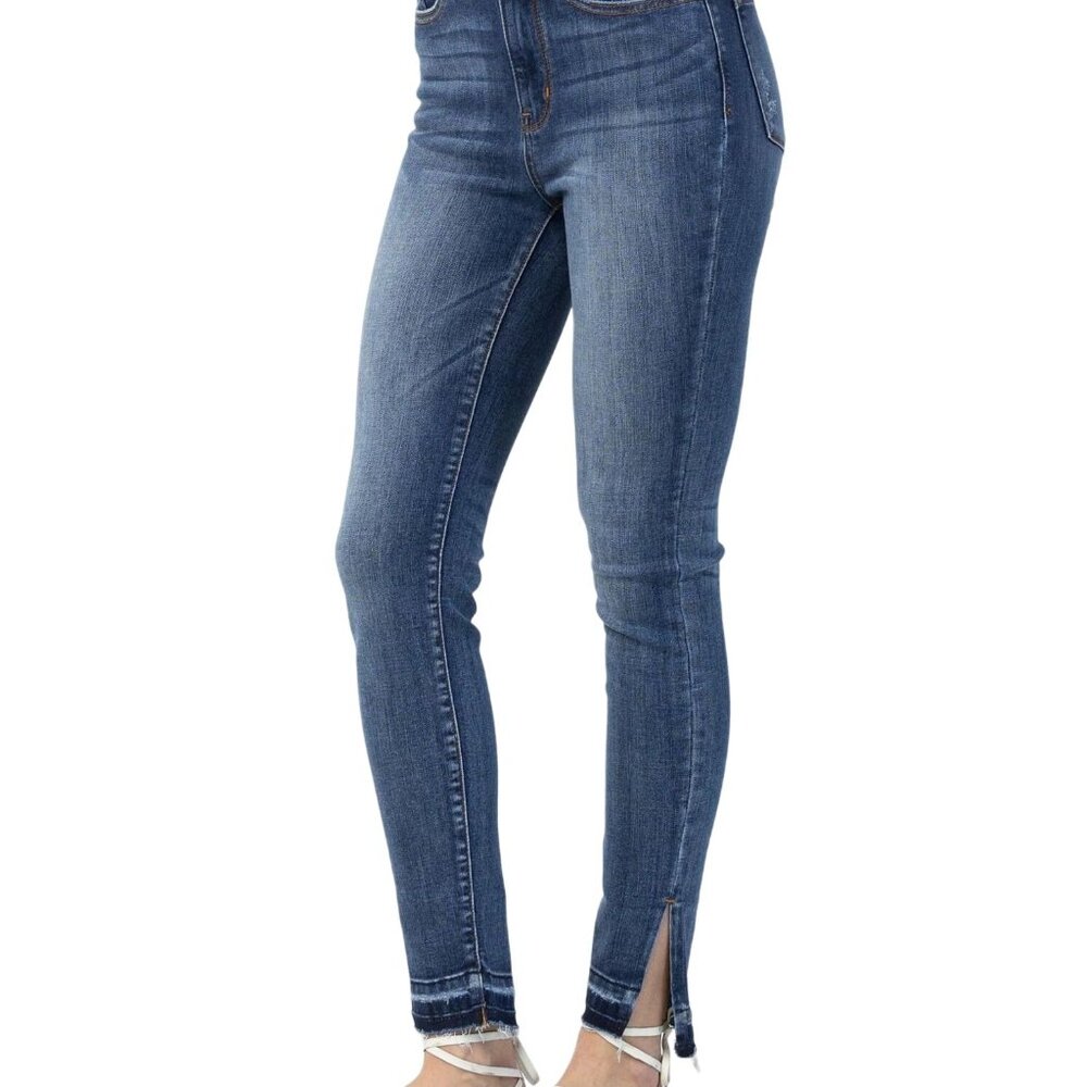 7 for All Mankind High Waist Ankle Skinny Jeans Size 28 Released Hem Side Splits